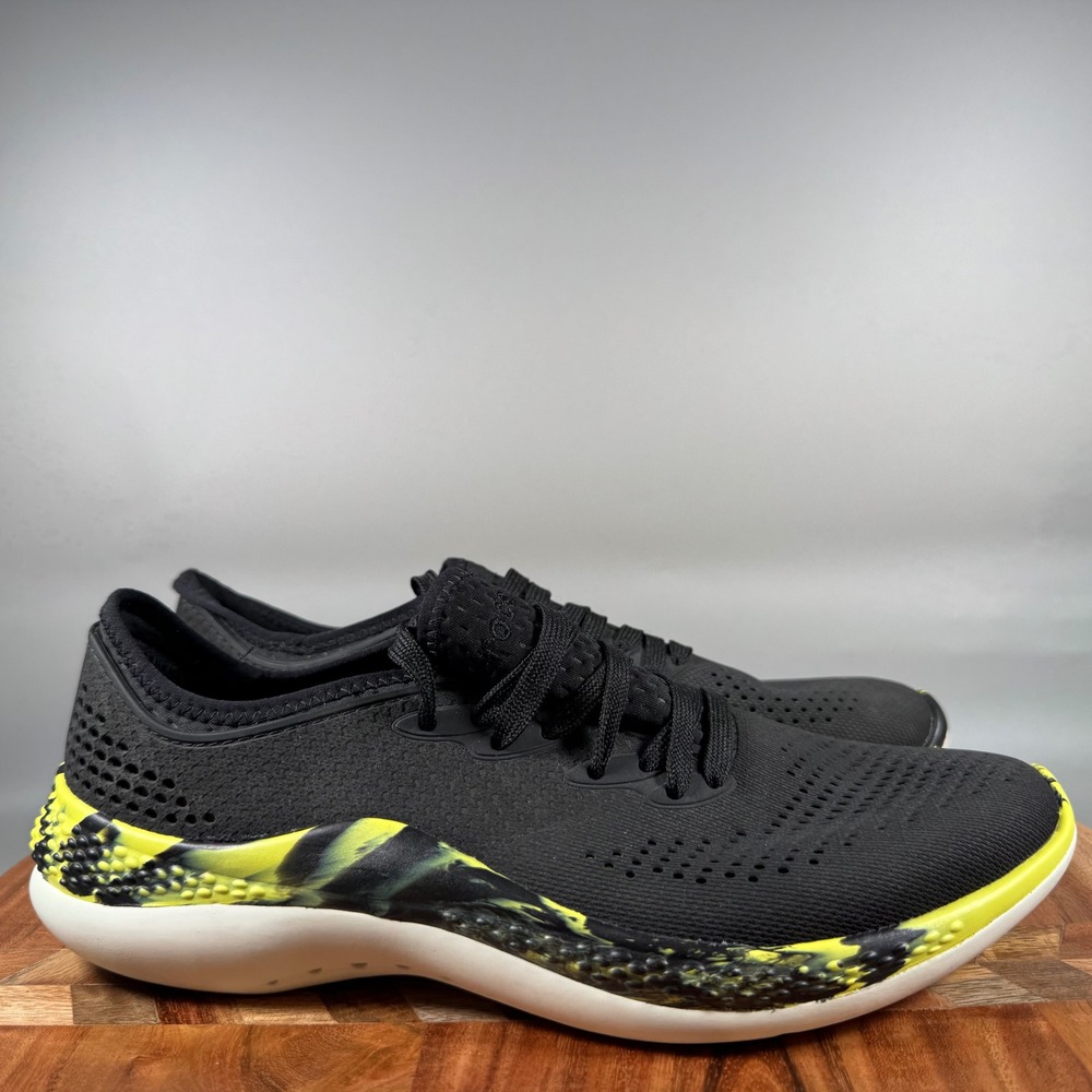Crocs LiteRide 360 Pacer Mens 7 Black Citrus Marbled Sneakers 207633